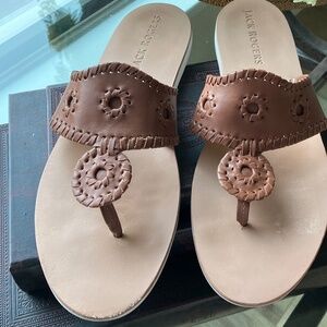 Jack Rogers Sandals Flat / Tan Leather    Size 10